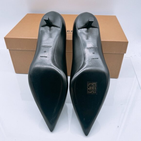 BURBERRY Women's EZRA 40 TB Pumps Low Heel Black Leather EU 39 US 9 - Picture 13 of 16